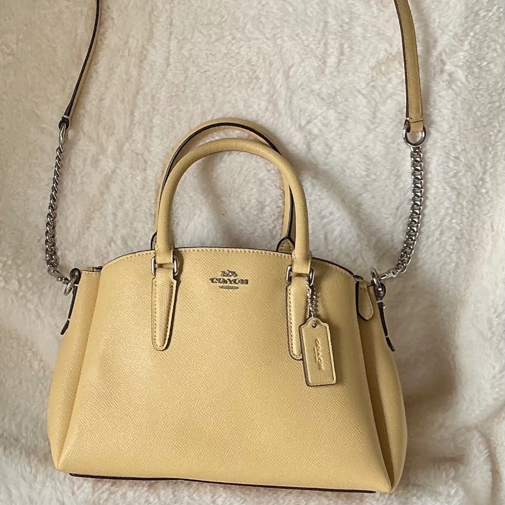Coach Leather Mini Sage Crossbody Bag-Butter Yellow